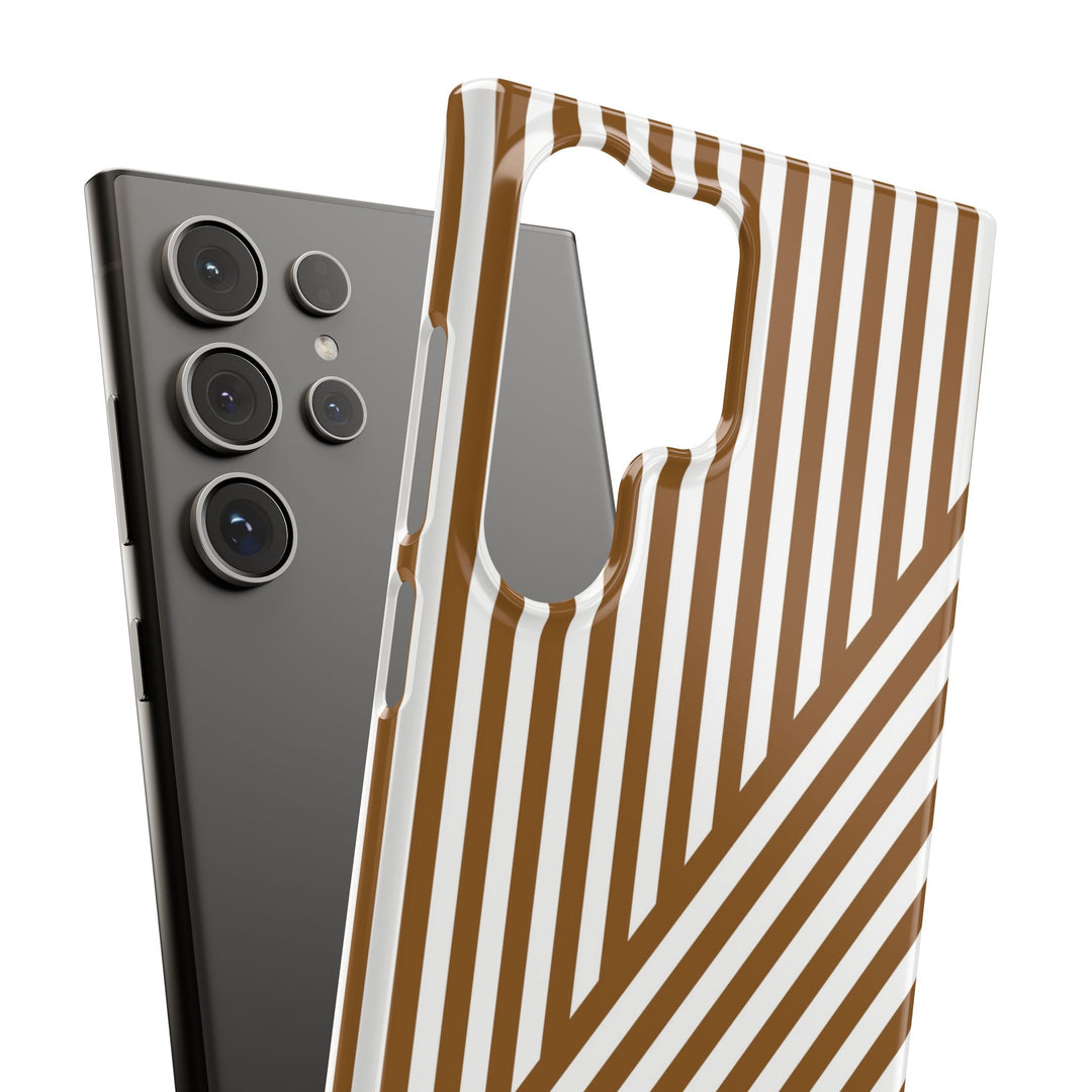 Aesthetic Mocha Brown Stripes Cute Phone Case Sleek Snap - For iPhone 17 Pro Max iPhone 16 Pro iPhone 15 Iphone 14 Plus 13 Pro 12 11 10 Gift - Studio40ParkLane