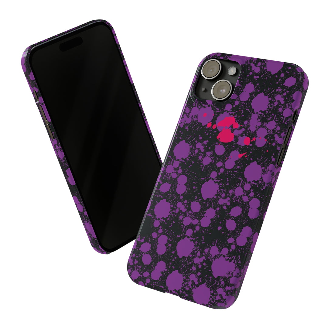 Slim Cute Phone Cases for Iphone - | iPhone 15 Case | iPhone 15 Pro Max Case, Iphone 14 Case, Iphone 14 Pro Max, Iphone 13, Purple Pink Paint Blots Splash - Studio40ParkLane