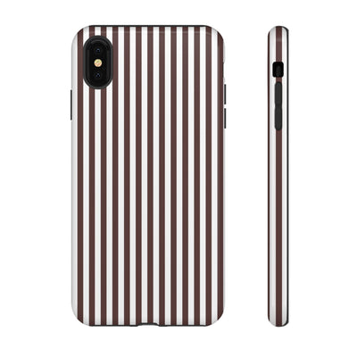 Tough Premium Brown Stripes Phone Case Gift for Her - For Apple iPhone 16 Pro Max 16e iPhone 15 Pro iPhone Iphone 14 Plus 13 Pro 12 SE XR - Studio40ParkLane