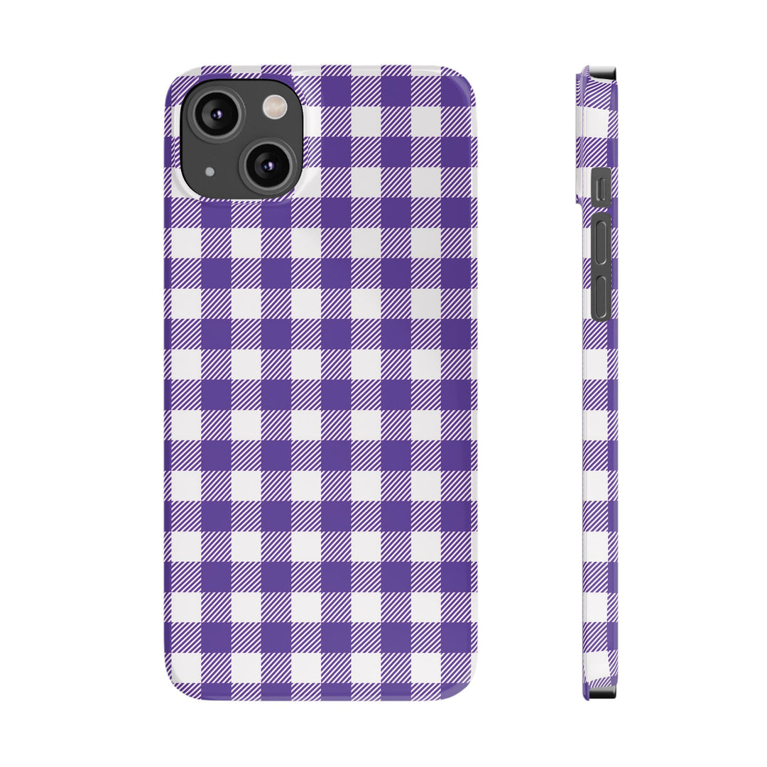 Slim Purple Gingham Gift for Her Cute Phone Cases for Iphone 16 Pro Max | iPhone 15 Case | iPhone 15 Pro Max Case, Iphone 14, 13, 12, 11, 10, 8, 7 - Studio40ParkLane