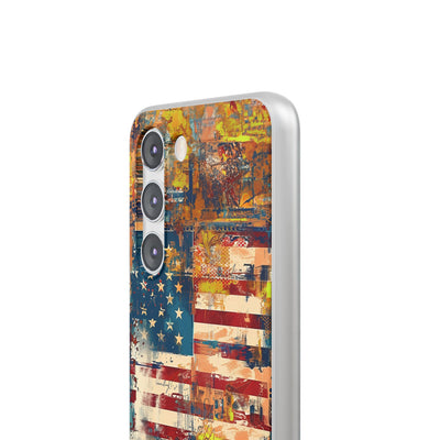 Cute Flexi Phone Cases, US Flag Abstract, Compatible with Samsung Galaxy S23, Samsung S22, Samsung S21, Samsung S20, Galaxy S20 Ultra