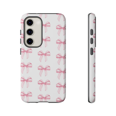 Pink Bows Cute Phone Case, for IPhone 16 Pro Max | Iphone 15, Iphone 14, IPhone 13 Case, 11 8 7, Samsung Galaxy S24, S23, S22, S21, 2 Layer Protection