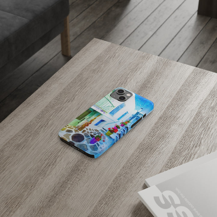 Slim Cute Phone Cases for Iphone | iPhone 15 Case | iPhone 15 Pro Max Case, Iphone 14, Iphone 14 Pro Max, Iphone 13, Colorful Greek Alley Watercolor - Studio40ParkLane