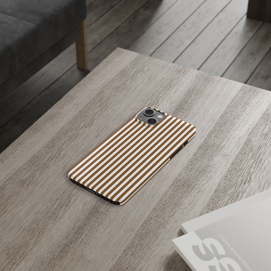 Slim Mocca Brown Striped Cute Phone Case for Iphone 16 - | iPhone 15 Pro Max Case | iPhone 14 Case Iphone 13 12 11 10 9 8 7 XS X Gift for Her - Studio40ParkLane