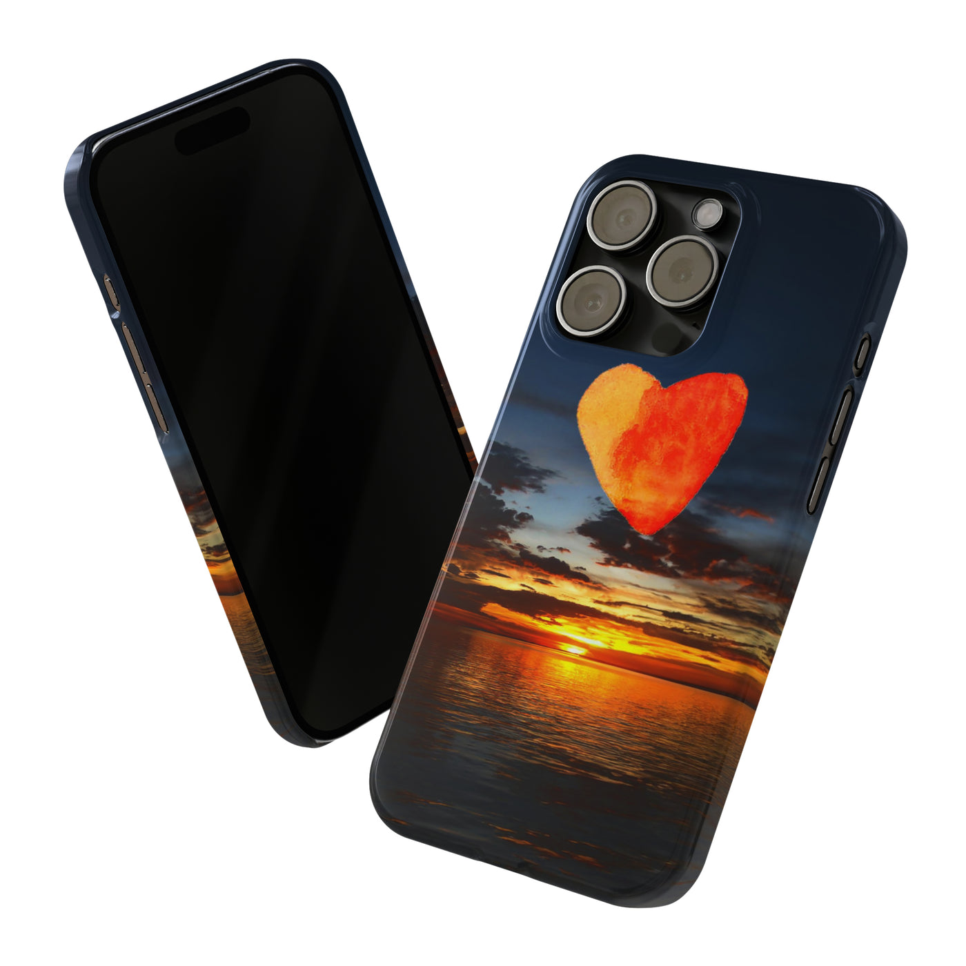 Slim Cute iPhone Cases - | iPhone 15 Case | iPhone 15 Pro Max Case, Iphone 14 Case, Iphone 14 Pro Max, Iphone 13, Rising Heart Sunset