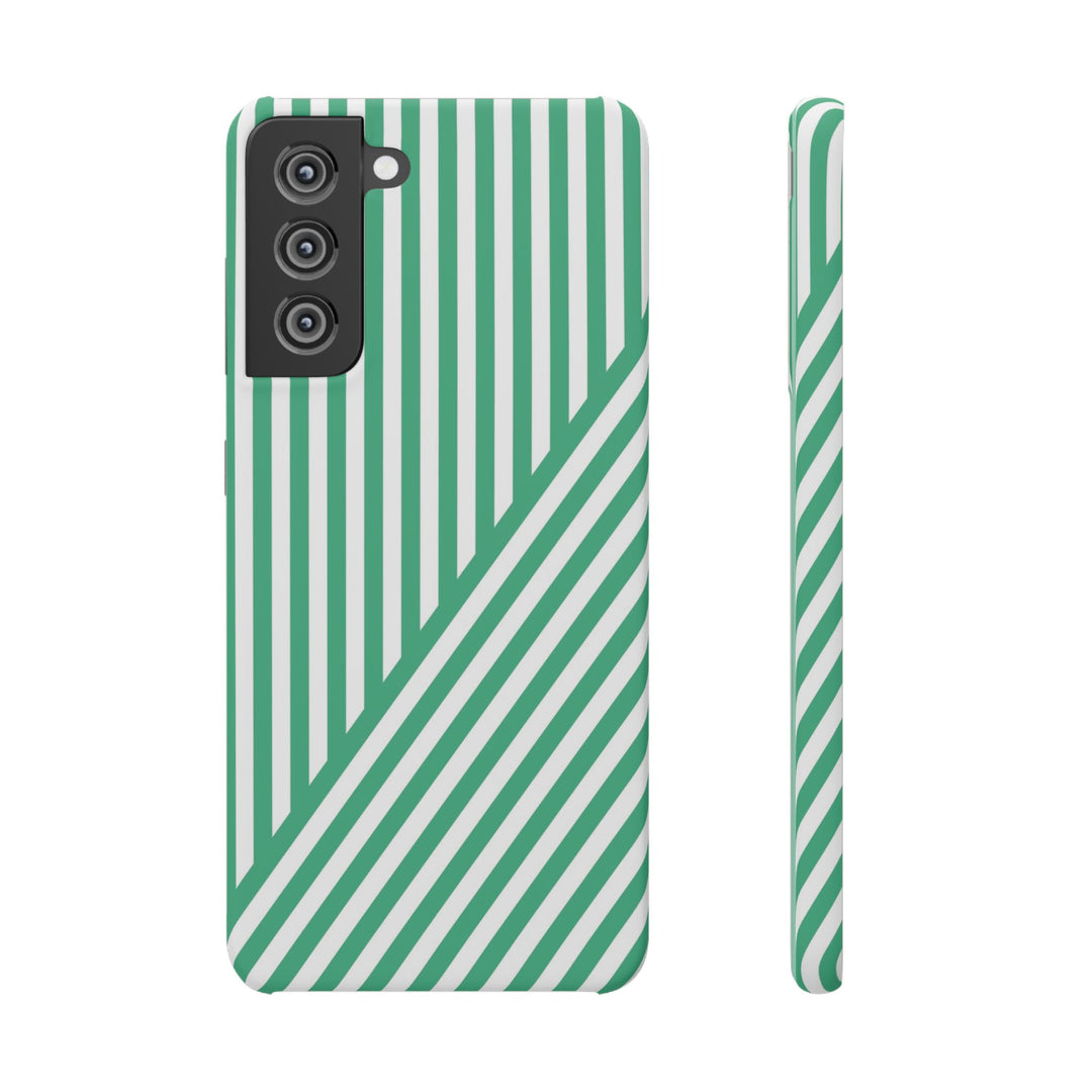 Aesthetic Emerald Stripes Cute Phone Case Sleek Snap - For iPhone 17 Pro Max iPhone 16 Pro iPhone 15 Iphone 14 Plus 13 Pro 12 11 10 Gift