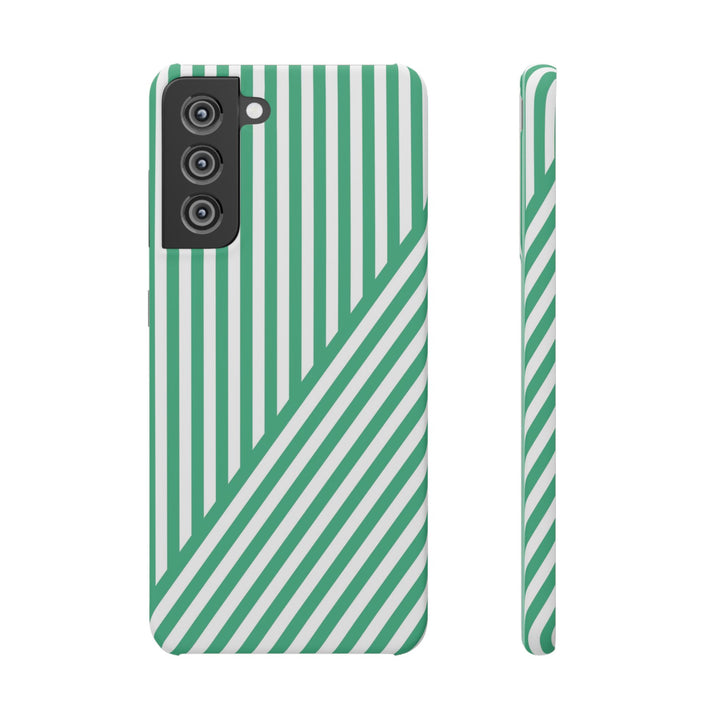 Aesthetic Emerald Stripes Cute Phone Case Sleek Snap - For iPhone 17 Pro Max iPhone 16 Pro iPhone 15 Iphone 14 Plus 13 Pro 12 11 10 Gift