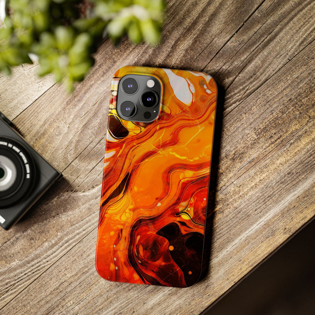 Slim Cute Phone Cases for Iphone - | iPhone 15 Case | iPhone 15 Pro Max Case, Iphone 14 Case, Iphone 14 Pro Max, Iphone 13, Marble Orange Yellow - Studio40ParkLane