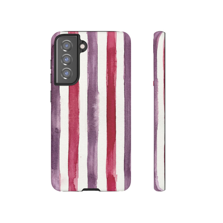 Tough Cute Wine Red Purple Stripes Phone Case, for IPhone 17 Pro Max | Iphone 17 Air, Iphone 16, IPhone 15, 14 13 12, Samsung Galaxy S26, S25, S24, S23 - Studio40ParkLane