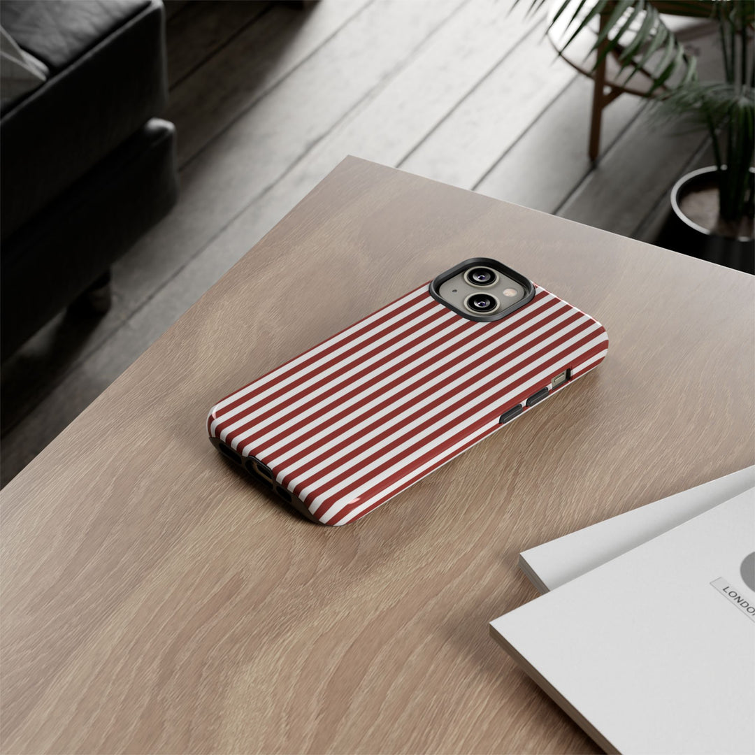 Tough Premium Red Stripes Phone Case Gift for Her - For Apple iPhone 16 Pro Max 16e iPhone 15 Pro iPhone Iphone 14 Plus 13 Pro 12 SE XR - Studio40ParkLane