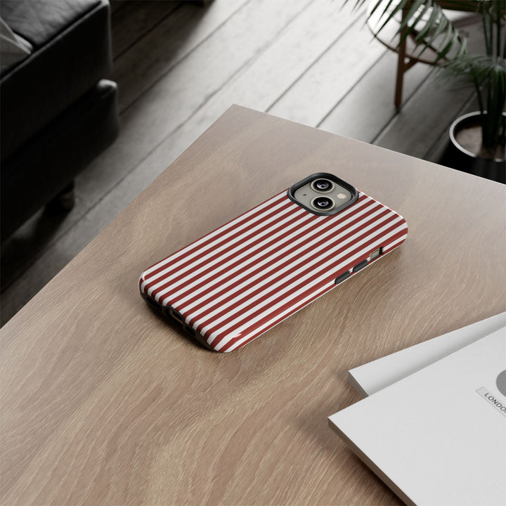 Tough Premium Red Stripes Phone Case Gift for Her - For Apple iPhone 16 Pro Max 16e iPhone 15 Pro iPhone Iphone 14 Plus 13 Pro 12 SE XR - Studio40ParkLane