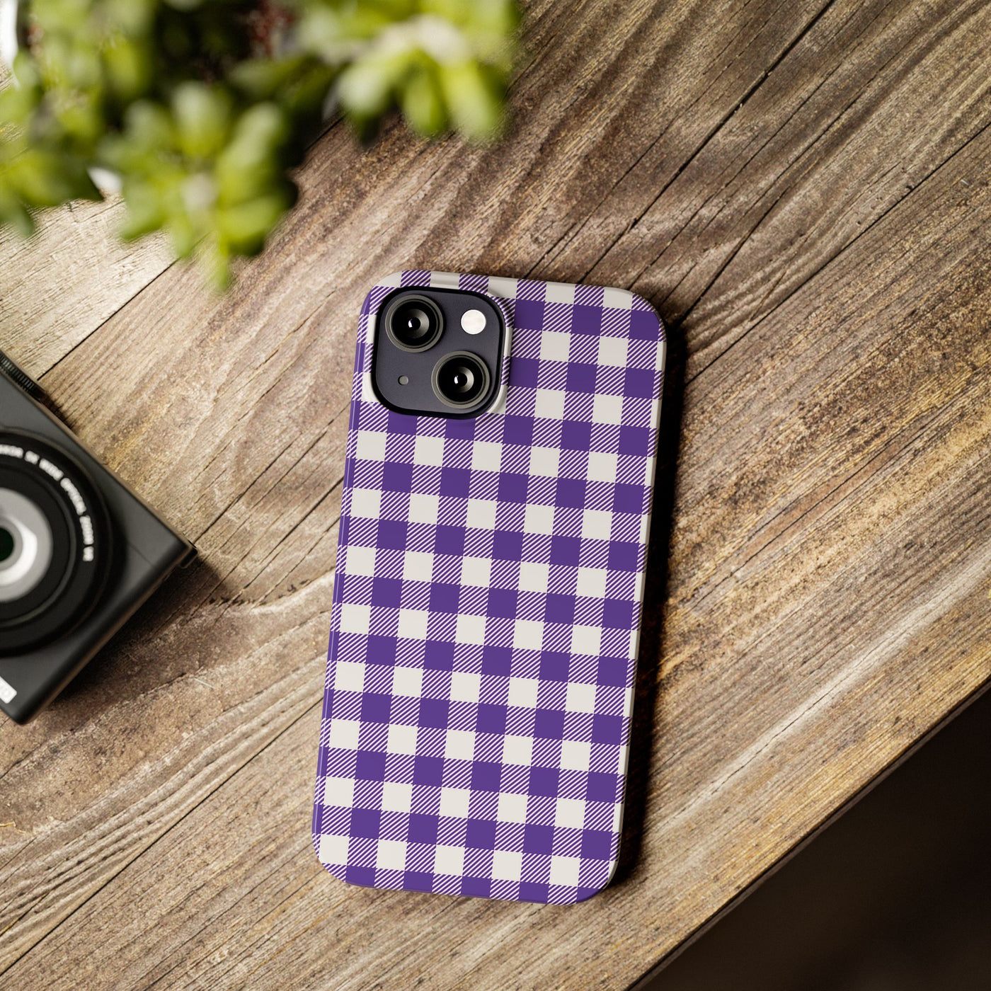 Slim Purple Gingham Gift for Her Cute Phone Cases for Iphone 16 Pro Max | iPhone 15 Case | iPhone 15 Pro Max Case, Iphone 14, 13, 12, 11, 10, 8, 7