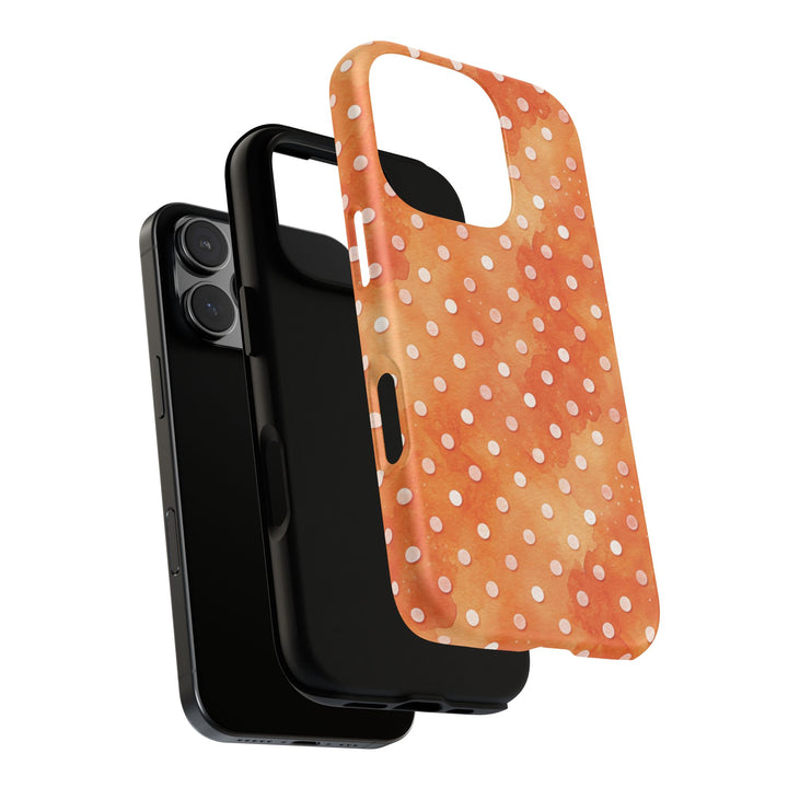 Aesthetic Tough Orange Polka Dots Watercolor Phone Case - For iPhone 17 Pro Max iPhone 16 Pro iPhone 15 Iphone 14 Plus 13 Pro 12 11 10 XR - Studio40ParkLane