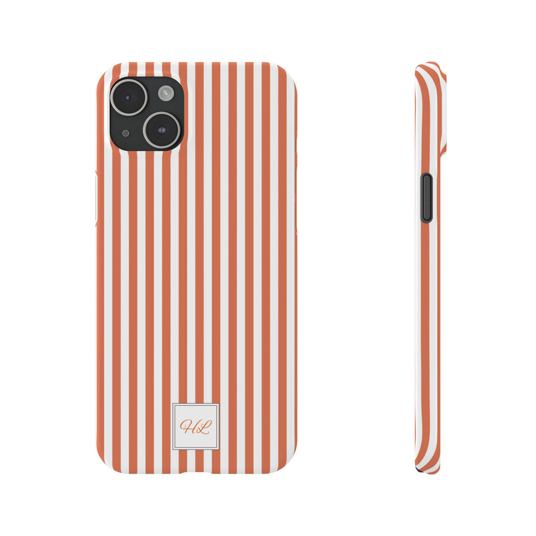 Slim Custom Personalized Winter Peach Striped Phone Case for Iphone 17 - | iPhone 16 Pro Max Case | iPhone 15 Case Iphone 14 13 12 11 10 9 8 - Studio40ParkLane