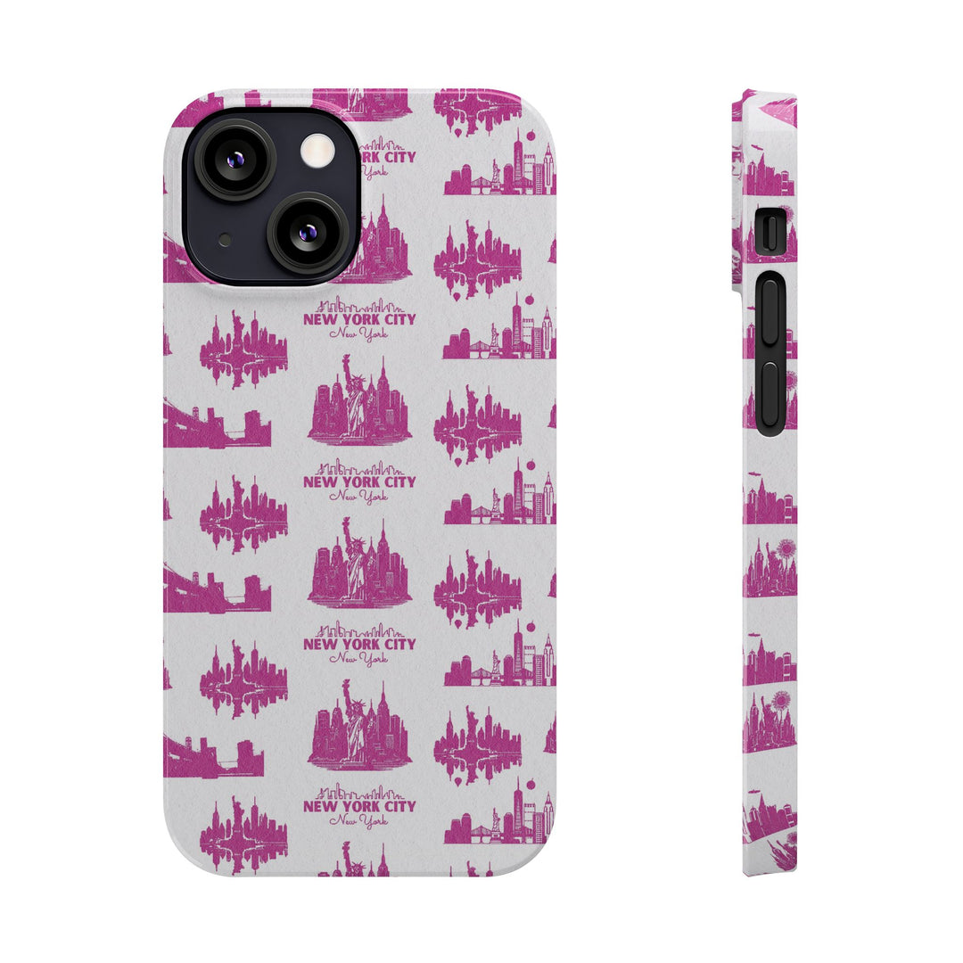 Slim New York Skyline Pink Collage Coquette Gift for Her Cute Phone Cases for Iphone 16 Pro Max | iPhone 15 Case | iPhone 15 Pro Max Case, Iphone 14, Iphone 14 Pro Max, Iphone 13 12 11 8 7 - Studio40ParkLane