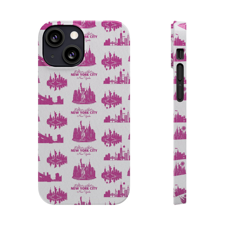 Slim New York Skyline Pink Collage Coquette Gift for Her Cute Phone Cases for Iphone 16 Pro Max | iPhone 15 Case | iPhone 15 Pro Max Case, Iphone 14, Iphone 14 Pro Max, Iphone 13 12 11 8 7 - Studio40ParkLane