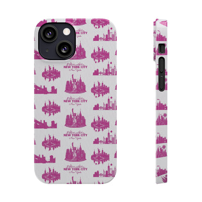 Slim New York Skyline Pink Collage Coquette Gift for Her Cute Phone Cases for Iphone 16 Pro Max | iPhone 15 Case | iPhone 15 Pro Max Case, Iphone 14, Iphone 14 Pro Max, Iphone 13 12 11 8 7