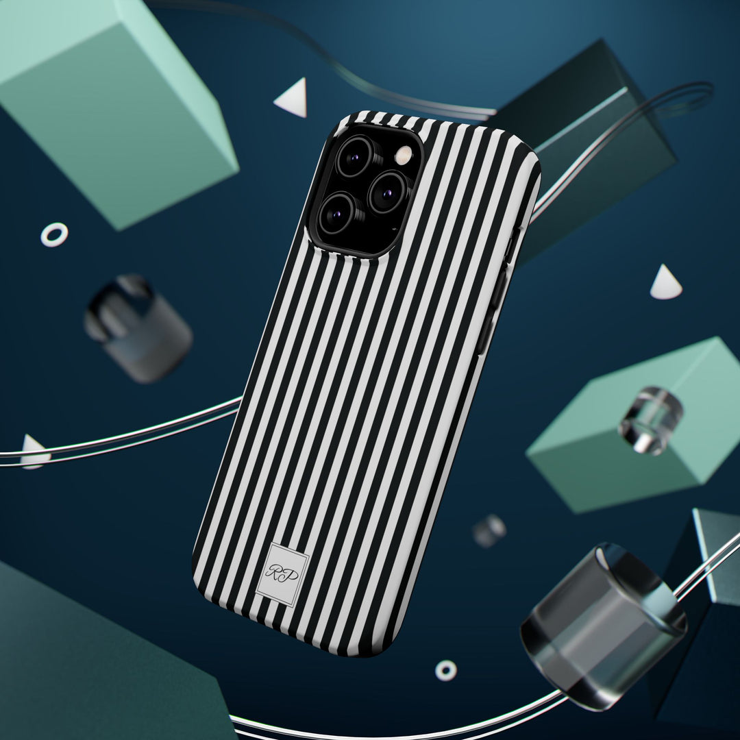 Custom Personalized Black White Striped Magsafe Phone Case for Iphone 17 - | iPhone 16 Pro Max Case | iPhone 15 Case Iphone 14 13 12 11 10 - Studio40ParkLane