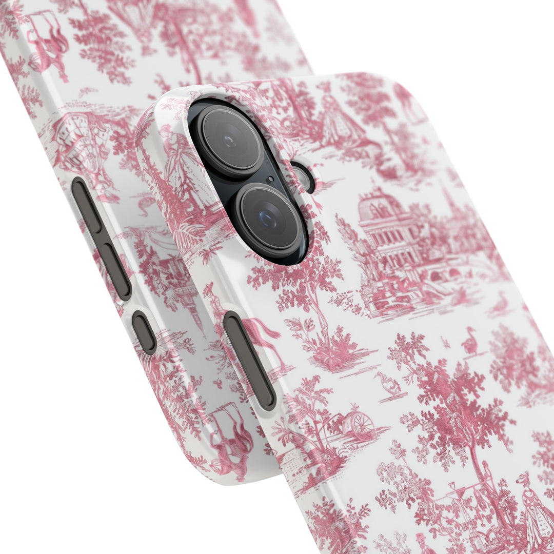 Slim Pink Vintage French Toile Cute Phone Cases for Iphone 16 Pro Max | iPhone 15 Case | iPhone 15 Pro Max Case, Iphone 14, Iphone 14 Pro Max, Iphone 13 12 11 8 7 - Studio40ParkLane