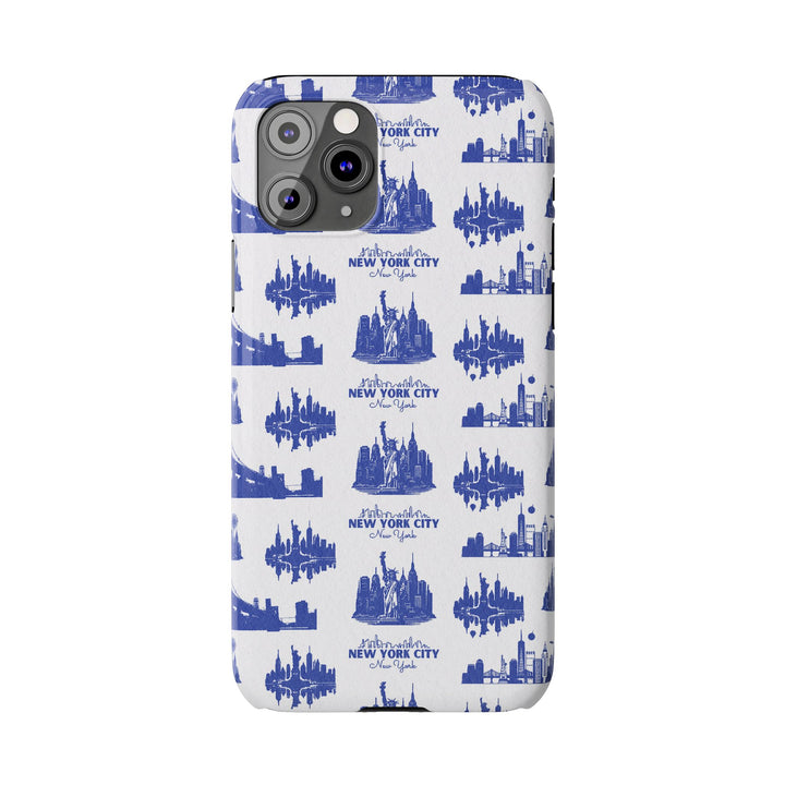 Slim New York Skyline Blue Collage Coquette Gift for Her Cute Phone Cases for Iphone 16 Pro Max | iPhone 15 Case | iPhone 15 Pro Max Case, Iphone 14, Iphone 14 Pro Max, Iphone 13 12 11 8 7 - Studio40ParkLane