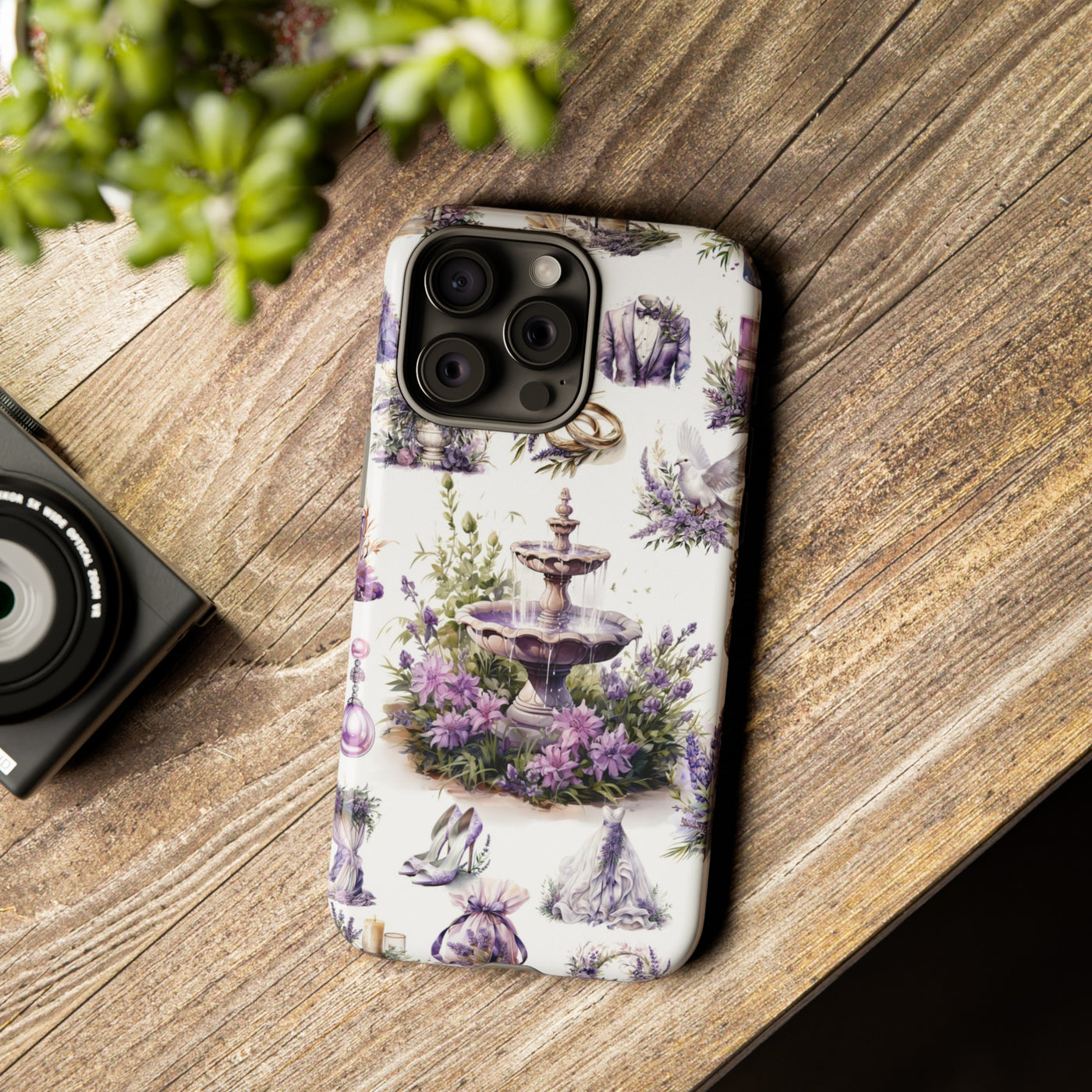 Impact Resistant, Lavender Wedding, Cute Phone Cases for Samsung S24, S23, S22, S21, IPhone 15 pro Iphone 14 pro Iphone 13 IPhone 12 Iphone 11