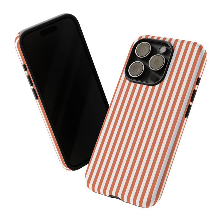Tough Premium Peach Stripes Phone Case Gift for Her - For Apple iPhone 16 Pro Max 16e iPhone 15 Pro iPhone Iphone 14 Plus 13 Pro 12 SE XR - Studio40ParkLane