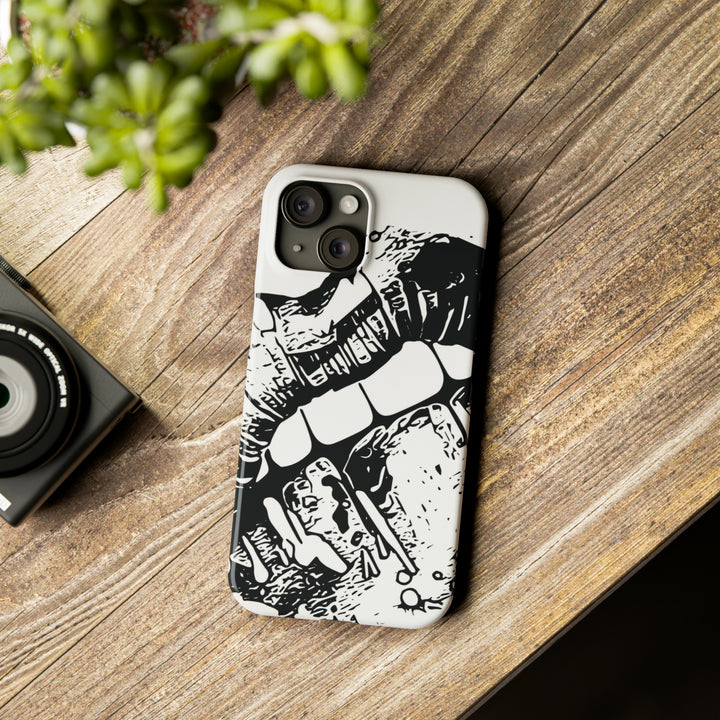 Slim Cute Phone Cases for Iphone - | iPhone 15 Case | iPhone 15 Pro Max Case, Iphone 14 Case, Iphone 14 Pro Max, Iphone 13, Smile Lips Black and White - Studio40ParkLane