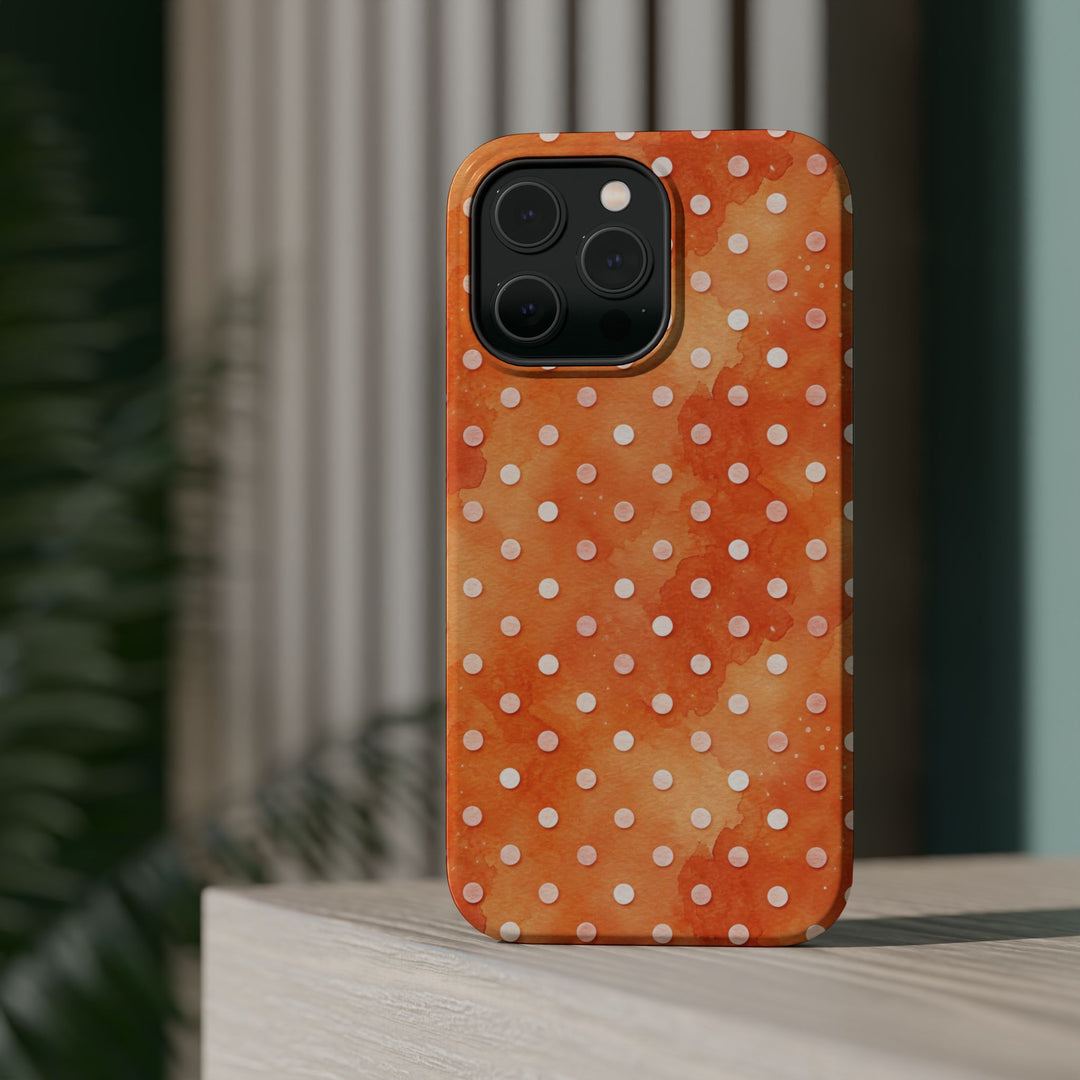 Aesthetic Tough Magsafe Orange Polka Dots Phone Case - For iPhone 17 Pro Max iPhone 16 Pro iPhone 15 Iphone 14 Plus 13 Pro 12 11 10 XR - Studio40ParkLane