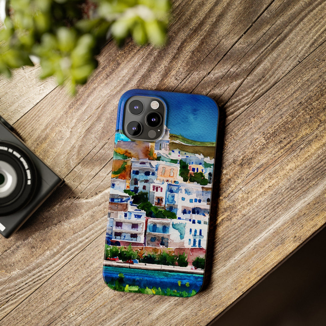 Slim Cute Phone Cases for Iphone | iPhone 15 Case | iPhone 15 Pro Max Case, Iphone 14, Iphone 14 Pro Max, Iphone 13, Colorful Greek House Watercolor - Studio40ParkLane