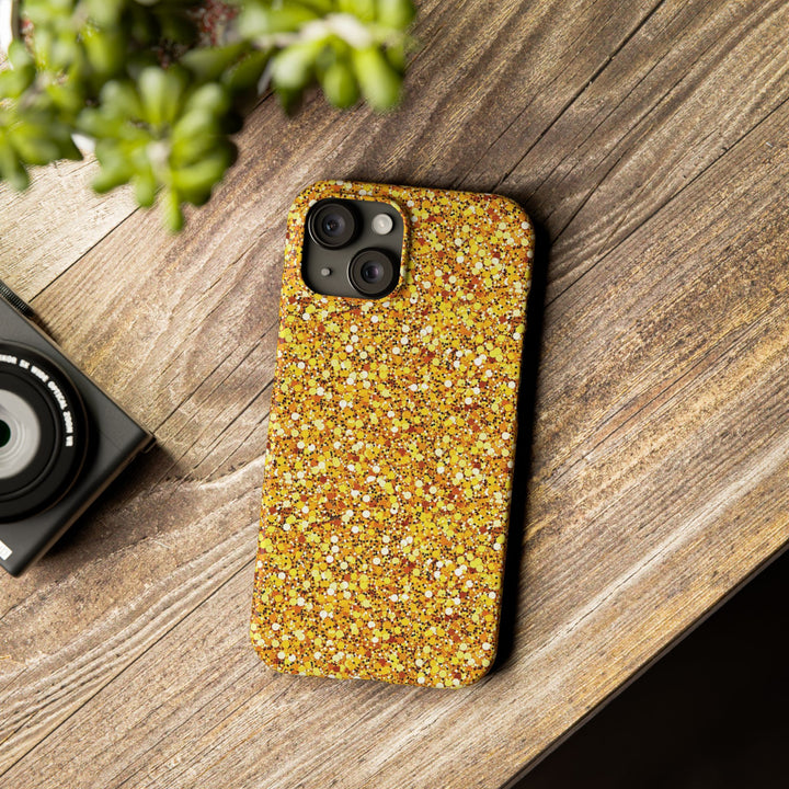 Slim Muted Gold Play on Faux Glitter Effect Cute Phone Cases for Iphone 16 Pro Max | iPhone 15 Case | iPhone 15 Pro Max Case, Iphone 14, Iphone 14 Pro Max, Iphone 13 12 11 8 7 - Studio40ParkLane
