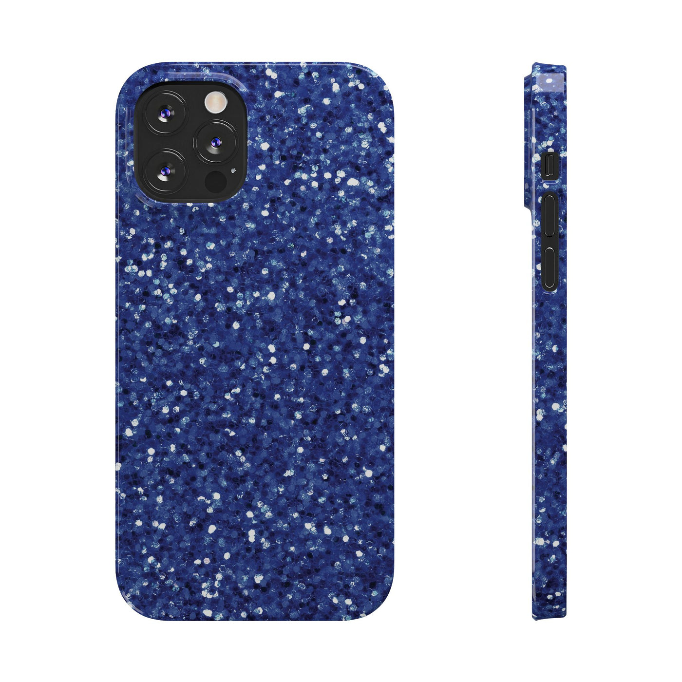 Slim Blue Muted Faux Play on Glitter Effect Cute Phone Cases for Iphone 16 Pro Max | iPhone 15 Case | iPhone 15 Pro Max Case, Iphone 14, Iphone 14 Pro Max, Iphone 13 12 11 8 7