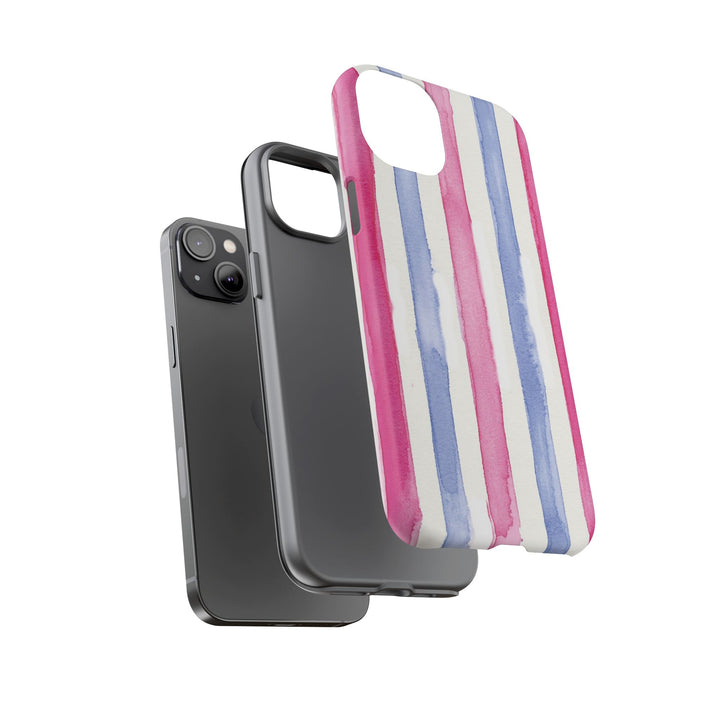 Tough Cute Pink Blue Stripes Phone Case, for IPhone 17 Pro Max | Iphone 17 Air, Iphone 16, IPhone 15, 14 13 12, Samsung Galaxy S26, S25, S24, S23 - Studio40ParkLane