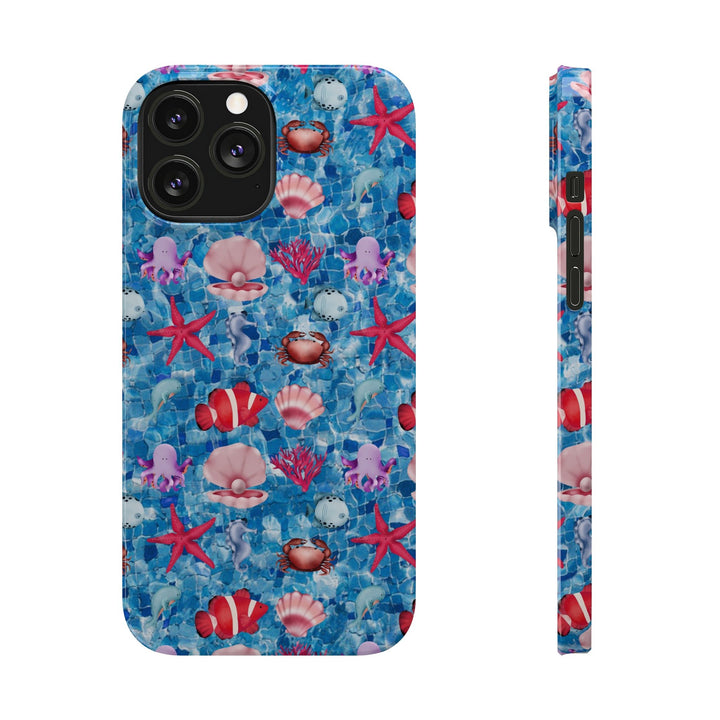 Slim Cute Phone Cases for Iphone - | iPhone 15 Case | iPhone 15 Pro Max Case, Iphone 14 Case, Iphone 14 Pro Max, Iphone 13, Blue Red Under Sea - Studio40ParkLane