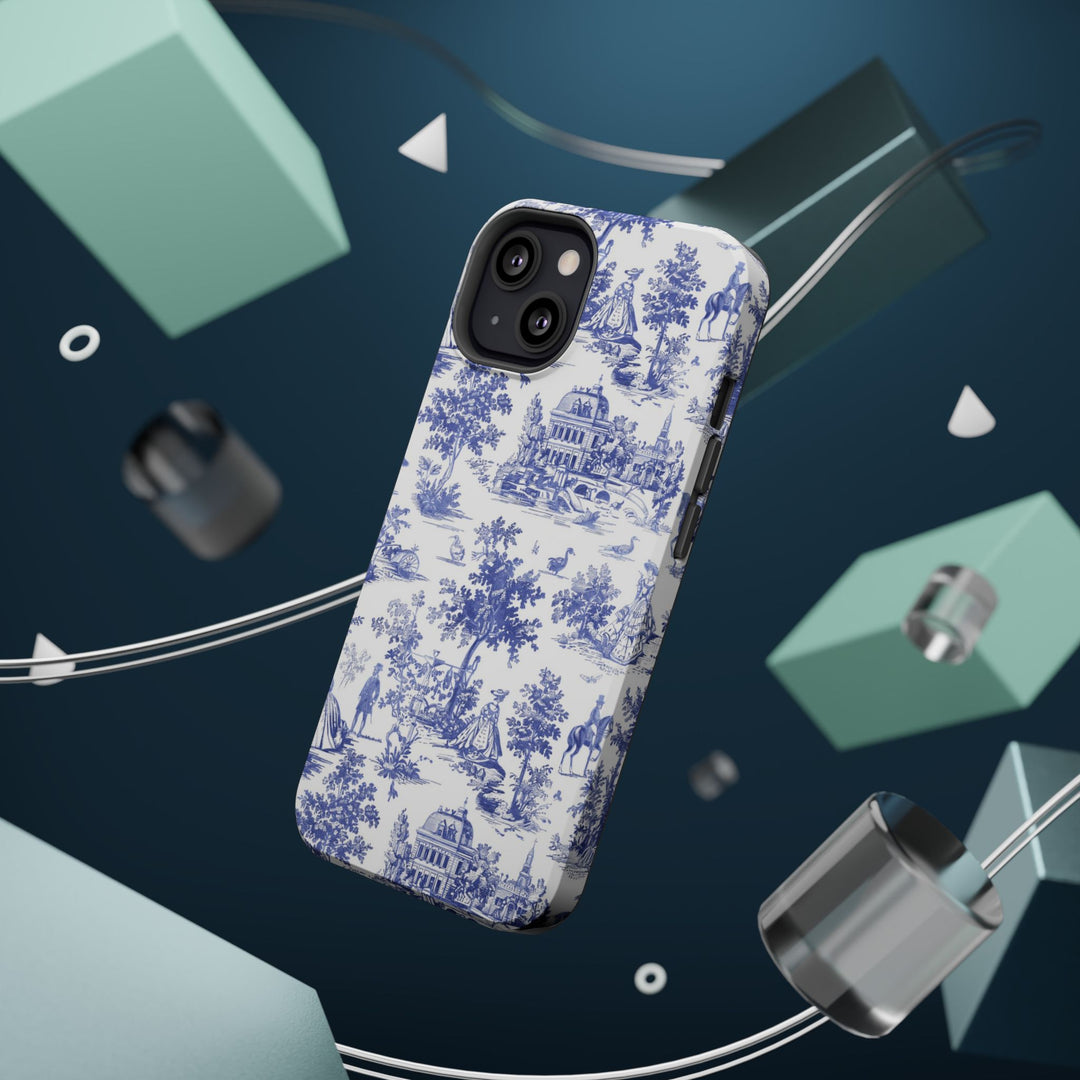 Blue Toile Magnetic Impact-Resistant Cute Phone Case for Iphone 16, iPhone 15 Pro Max Plus 14, 13, 12, 11 Gift for her - Studio40ParkLane