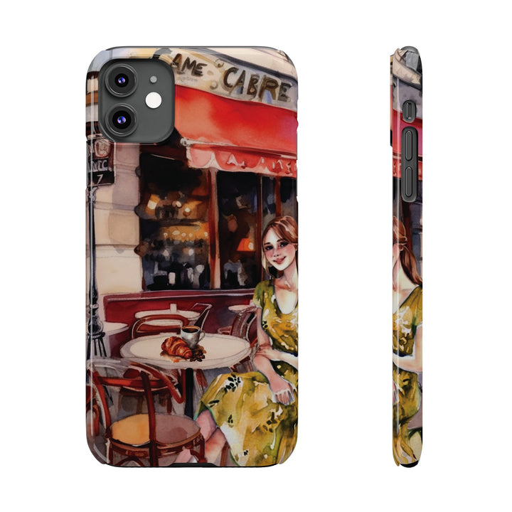 Slim Cute Phone Cases for Iphone - | iPhone 15 Case | iPhone 15 Pro Max Case, Iphone 14 Case, Iphone 14 Pro Max, Iphone 13, Paris Cafe Coffee Croissant - Studio40ParkLane