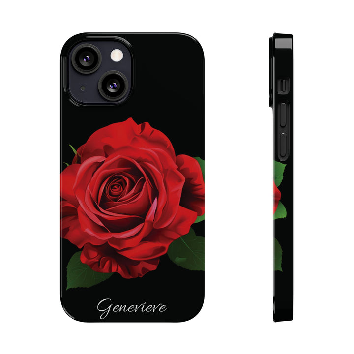 Slim Custom Personalized Red Rose Flowers Gift for Her Cute Phone Cases for Iphone 16 Pro Max | iPhone 15 Case | iPhone 15 Pro Max Case, Iphone 14, Iphone 14 Pro Max, Iphone 13 12 11 8 7 - Studio40ParkLane