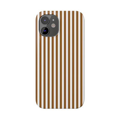 Slim Mocca Brown Striped Cute Phone Case for Iphone 16 - | iPhone 15 Pro Max Case | iPhone 14 Case Iphone 13 12 11 10 9 8 7 XS X Gift for Her - Studio40ParkLane