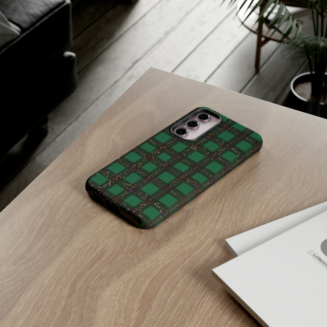 Cute Samsung Phone Cases, Designer Samsung Galaxy S23 Phone Case, Samsung S22 Case, Samsung S21 Case, Samsung S20 Case, Green Festive Plaid - Studio40ParkLane