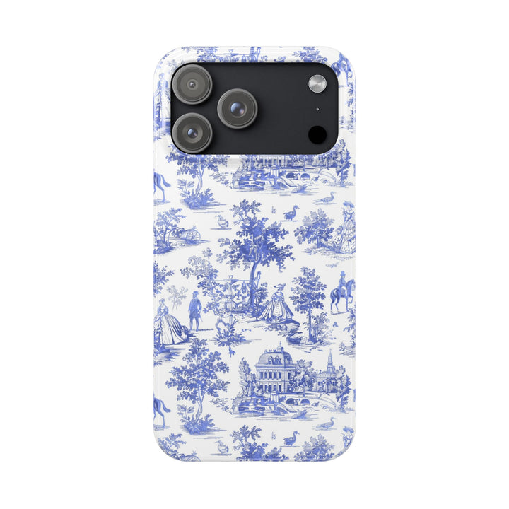 Slim Blue Vintage French Toile Cute Phone Cases for Iphone 16 Pro Max | iPhone 15 Case | iPhone 15 Pro Max Case, Iphone 14, Iphone 14 Pro Max, Iphone 13 12 11 8 7 - Studio40ParkLane