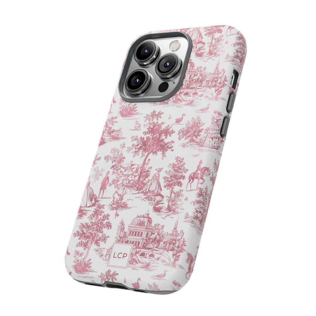 Personalized Custom French Toile Tough Cute Phone Case For Apple iPhone 18, 17, 16, 15 14, Pro Max, Samsung Galaxy S26, S25, S24 Plus Ultra
