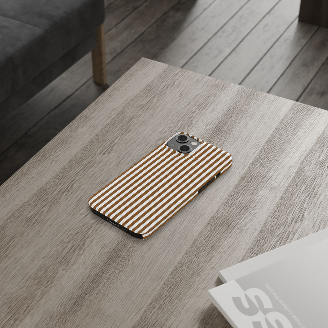 Slim Mocca Brown Striped Cute Phone Case for Iphone 16 - | iPhone 15 Pro Max Case | iPhone 14 Case Iphone 13 12 11 10 9 8 7 XS X Gift for Her - Studio40ParkLane