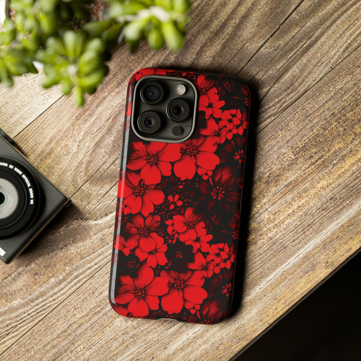 Cute IPhone Case | Red Black Flowers, iPhone 15 Case | iPhone 15 Pro Case, Iphone 14 Case, Iphone 14 Pro Max Case, Protective Iphone Case - Studio40ParkLane