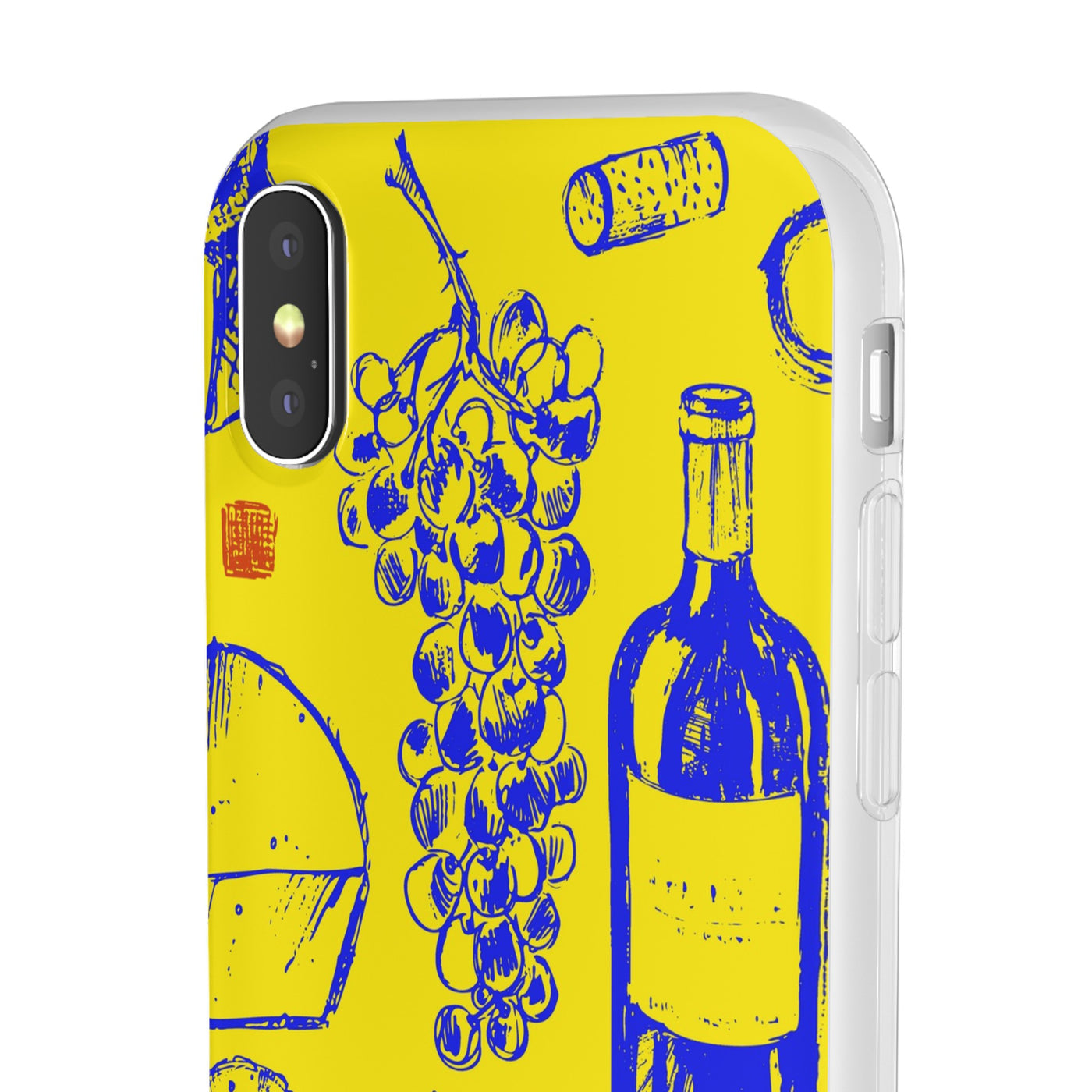 Cute Flexi Phone Cases, French Food Wine Yellow Blue, Compatible with Samsung Galaxy S23, Samsung S22, Samsung S21, Samsung S20, Galaxy S20 Ultra