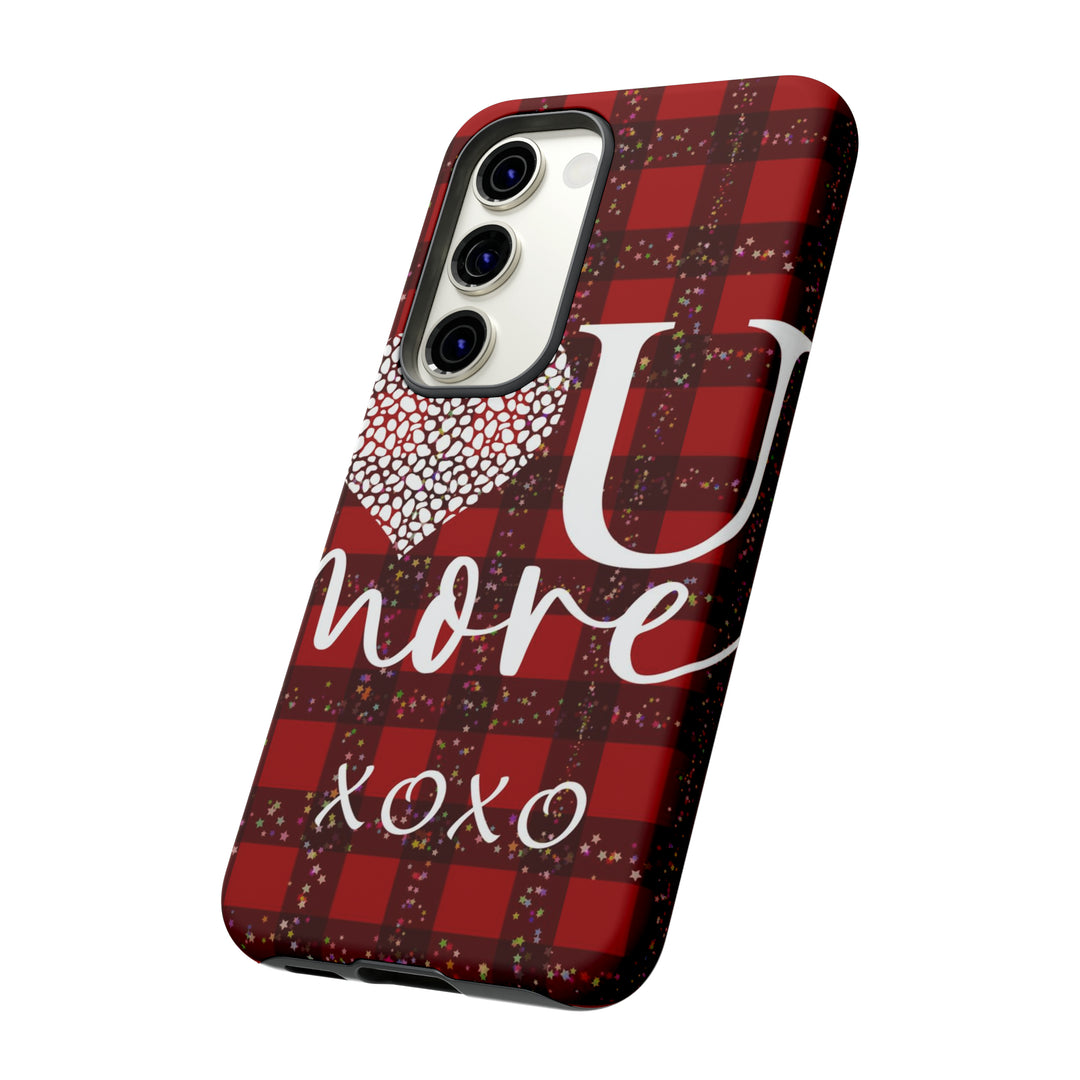 Cute Samsung Phone Cases, Designer Samsung Galaxy S23 Phone Case, Samsung S22 Case, Samsung S21 Case, Samsung S20 Case, Red Plaid Love You - Studio40ParkLane