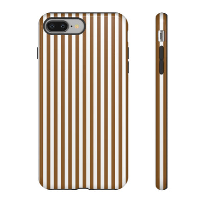 Tough Premium Mocca Brown Stripes Phone Case Gift for Her - For Apple iPhone 16 Pro Max 16e iPhone 15 Pro iPhone Iphone 14 Plus 13 Pro 12 SE XR - Studio40ParkLane