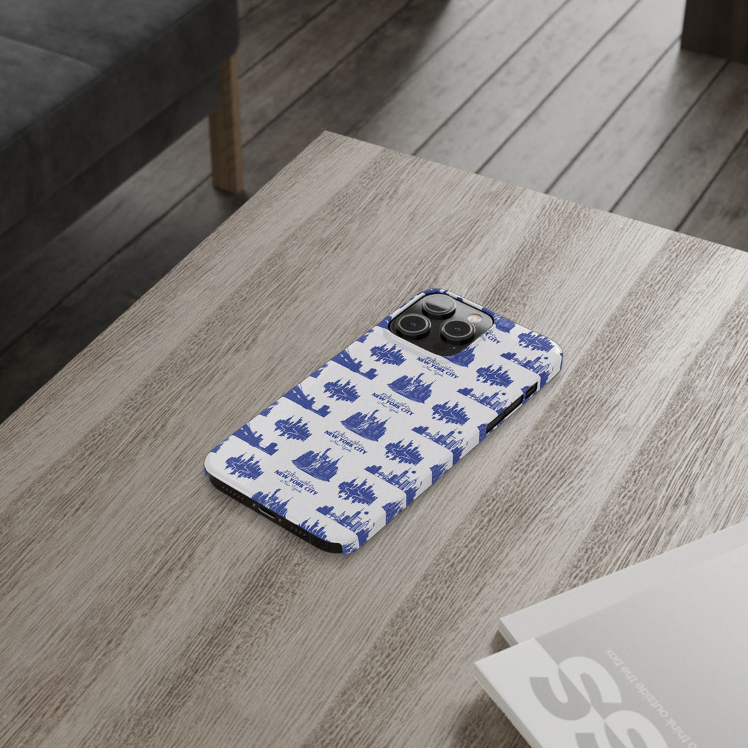 Slim New York Skyline Blue Collage Coquette Gift for Her Cute Phone Cases for Iphone 16 Pro Max | iPhone 15 Case | iPhone 15 Pro Max Case, Iphone 14, Iphone 14 Pro Max, Iphone 13 12 11 8 7 - Studio40ParkLane