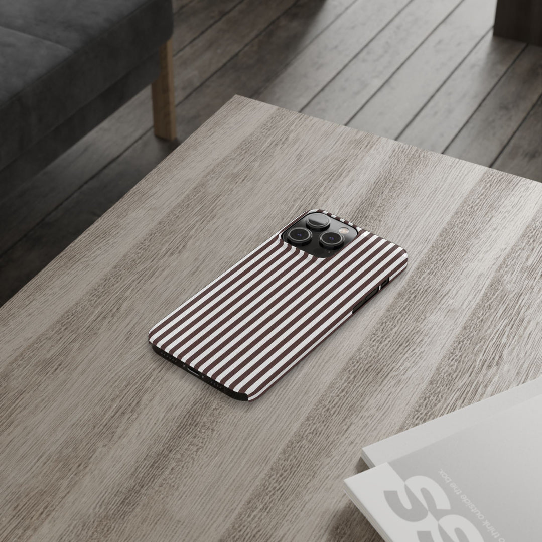 Slim Carriage Brown Striped Cute Phone Case for Iphone 16 - | iPhone 15 Pro Max Case | iPhone 14 Case Iphone 13 12 11 10 9 8 7 Gift for Her - Studio40ParkLane