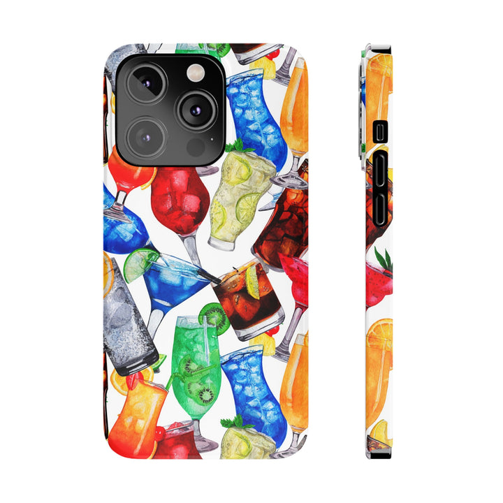 Slim Cute Phone Cases for Iphone - | iPhone 15 Case | iPhone 15 Pro Max Case, Iphone 14 Case, Iphone 14 Pro Max, Iphone 13, Summer Fruit Cocktail - Studio40ParkLane