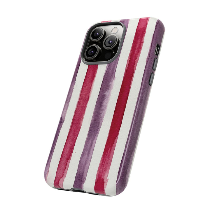 Tough Cute Wine Red Purple Stripes Phone Case, for IPhone 17 Pro Max | Iphone 17 Air, Iphone 16, IPhone 15, 14 13 12, Samsung Galaxy S26, S25, S24, S23 - Studio40ParkLane