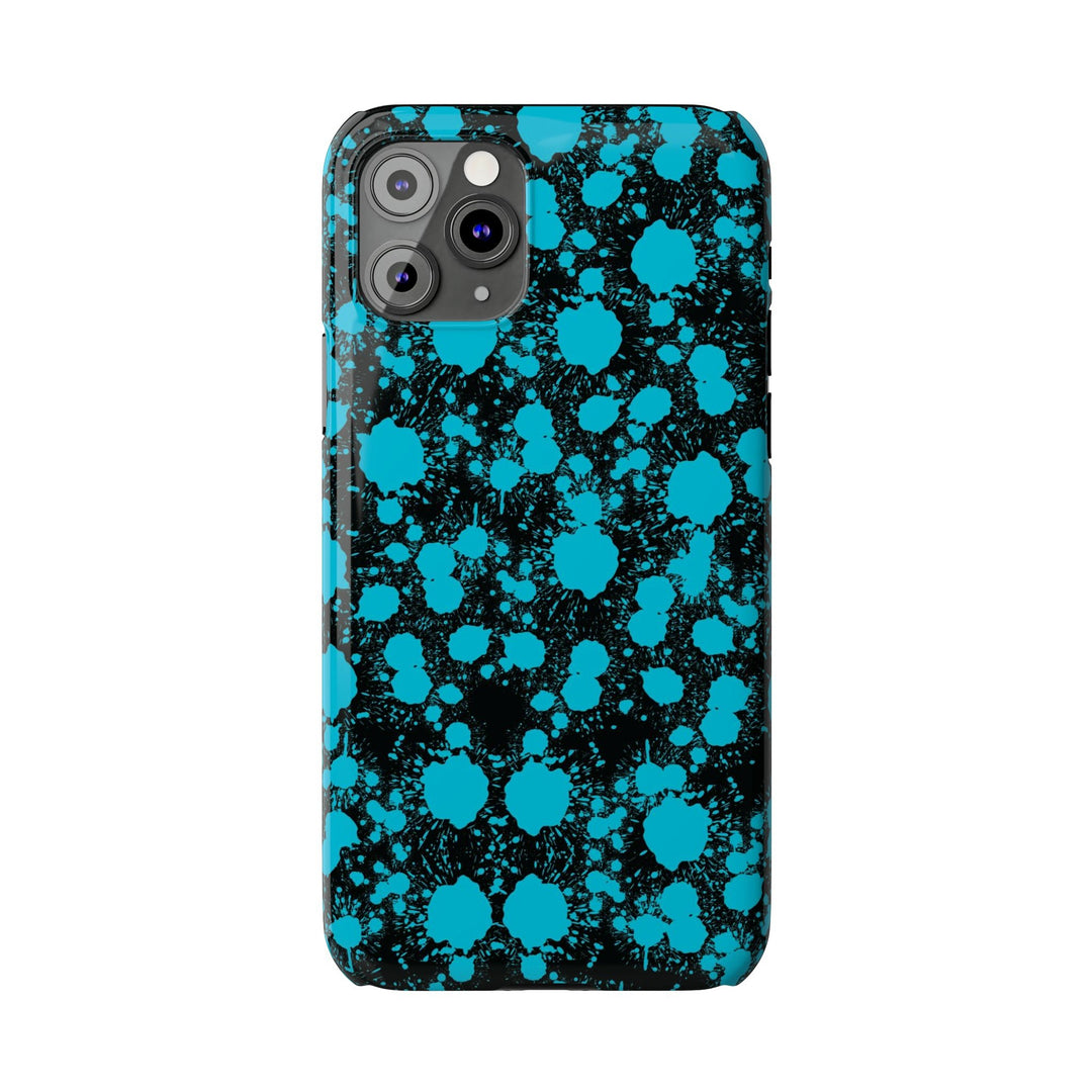 Slim Cute Phone Cases for Iphone - | iPhone 15 Case | iPhone 15 Pro Max Case, Iphone 14 Case, Iphone 14 Pro Max, Iphone 13, Blue Paint Blots Splash - Studio40ParkLane